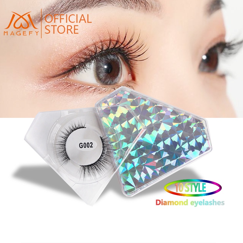 MAGEFY Bộ 1 Cặp Lông Mi Giả Làm Bằng Thủ Công 3D Mi giả gân trong siêu phẩm cho đôi mắt long lanh