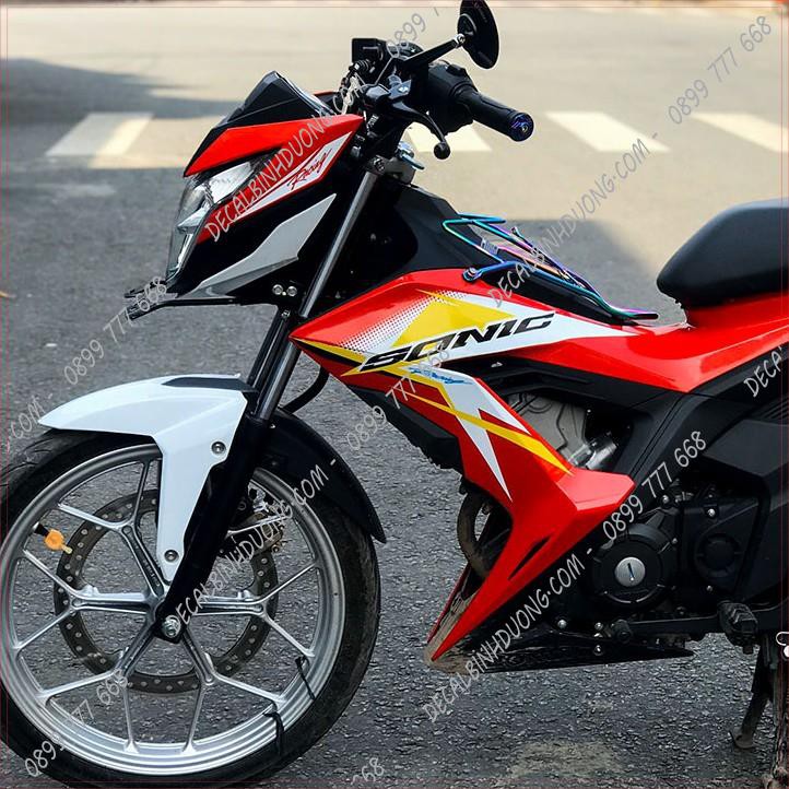 Decal Xe Máy - Tem Trùm Sonic 150 Trắng Đỏ Đơn Giản Đẹp Nhất
