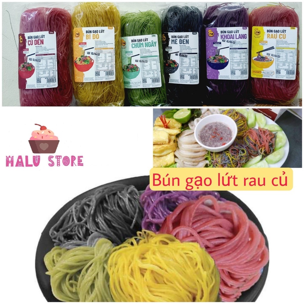 [FreeShip] Bún miến phở GẠO LỨT RAU CỦ ngũ sắc HT Food ăn kiêng eatclean giảm cân NGON - GÓI 250GR