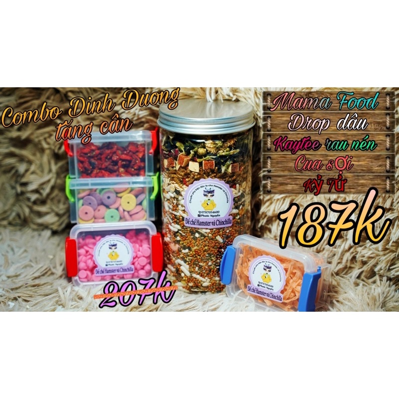 Combo Mamafood siêu tăng cân và trị kén ăn dành cho hamster còi suy dinh dưỡng lâu năm và hamster bầu