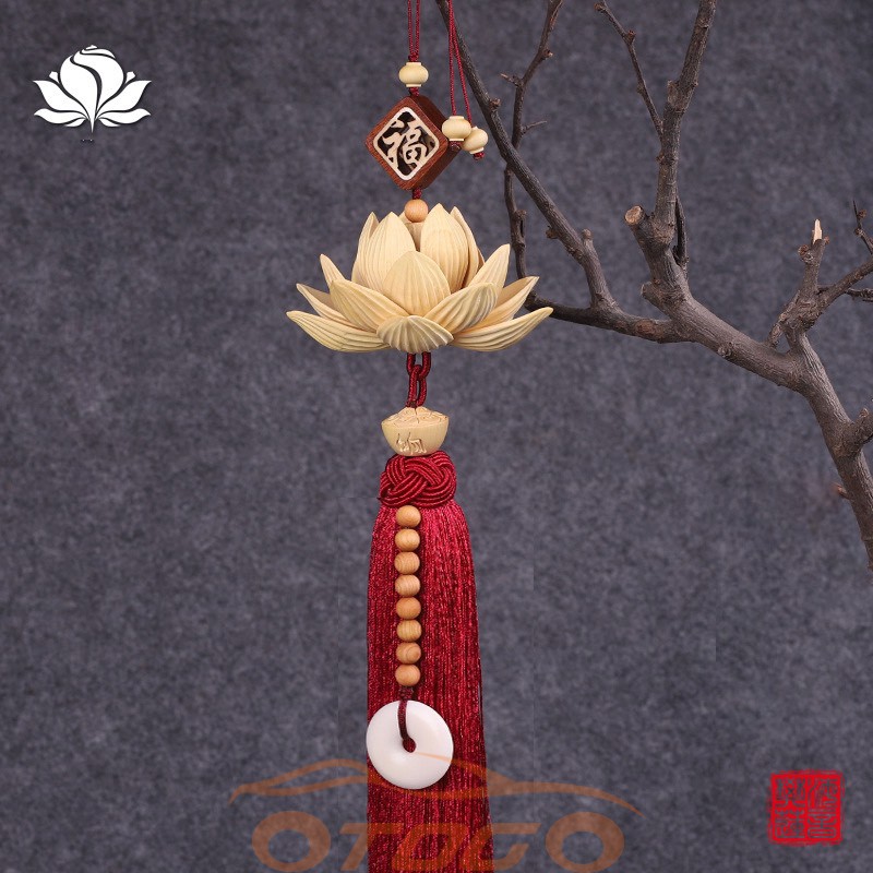 Dây Treo Sen Gỗ Hoàng Dương , Khánh Liên Hoa Đại Đóa Treo Gương Ô Tô Cao Cấp