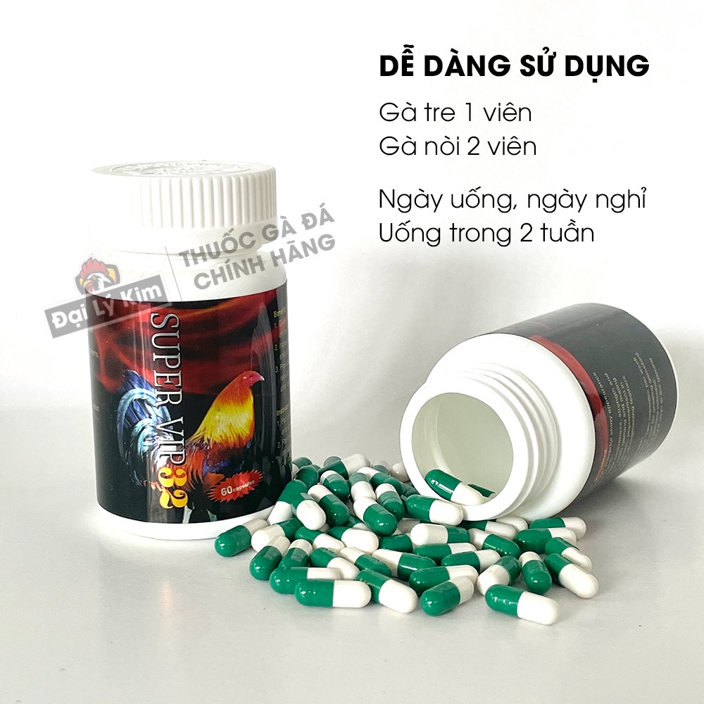 Dinh dưỡng nuôi gà đá tăng bo Vip32, hủ 100 viên, nhập khẩu Đài Loan chính hãng