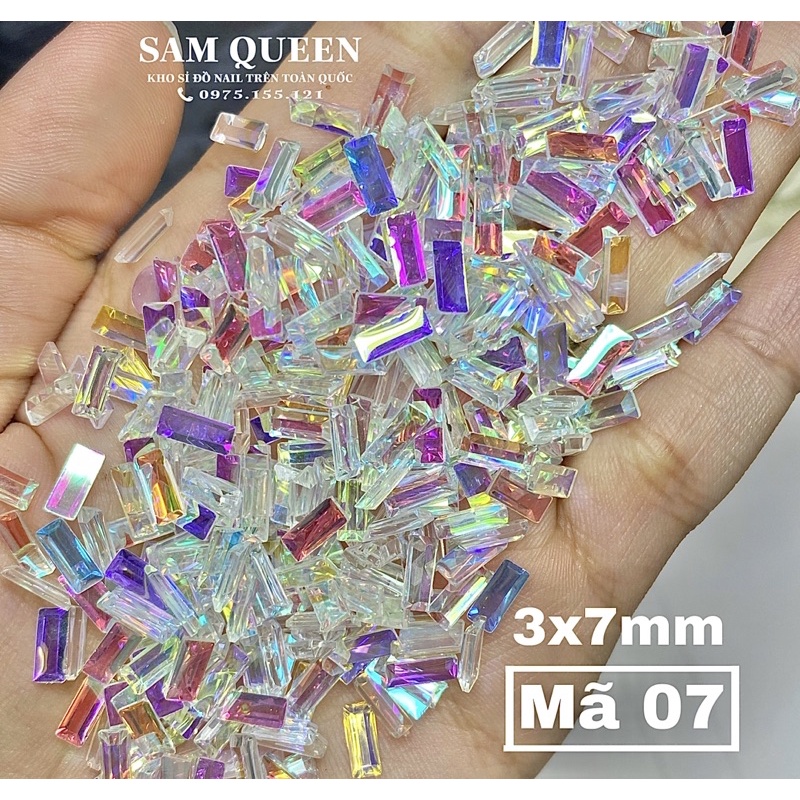 Sét đá khối pha lê chân bằng 100viên cực sáng trang trí móng.