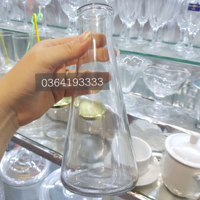 10 lọ thủy tinh tam giác kèm nút gỗ 350ml