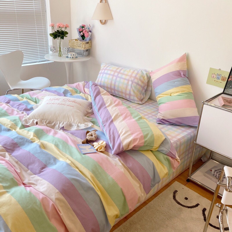 Bộ Chăn Ga Gối ❤️ Cotton living 100% cao cấp đủ size đệm ga giường họa tiết đáng yêu phong cách Hàn Quốc chính hãng