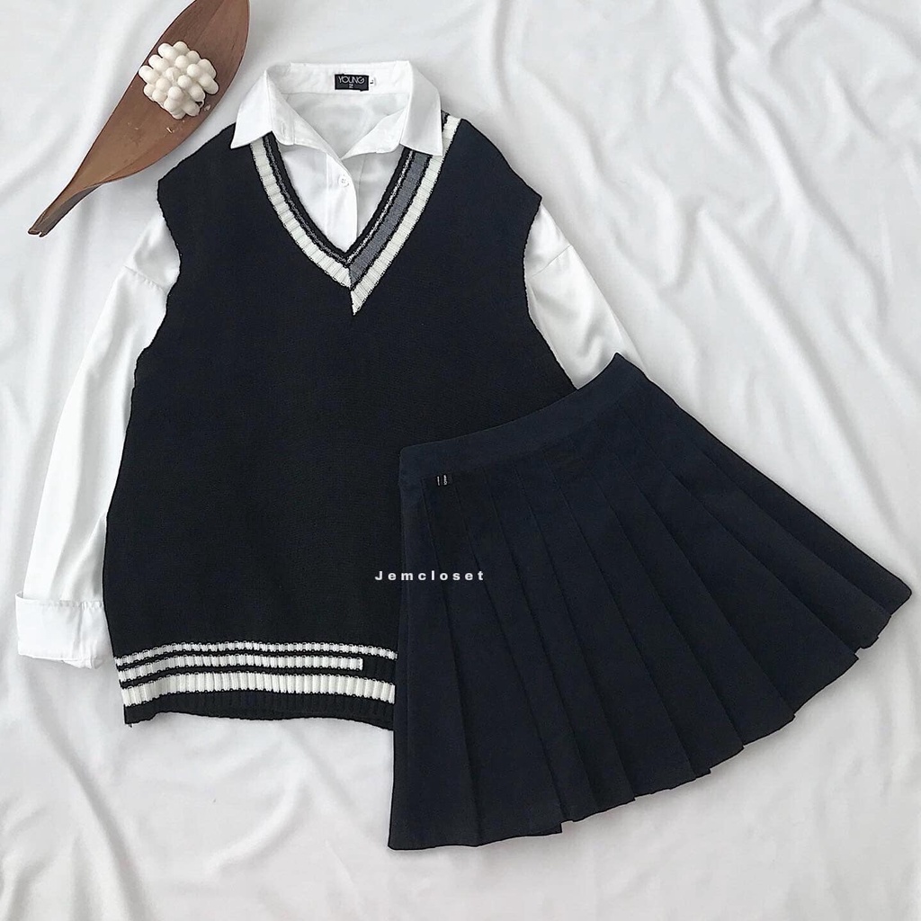 Áo Ghile Len Ulzzang Nữ JEMCLOSET Zami Cổ Tim From Rộng Oversize Phong Cách Hàn Quốc Trẻ Trung Năng Động Dễ Mix Đồ 10239 | BigBuy360 - bigbuy360.vn