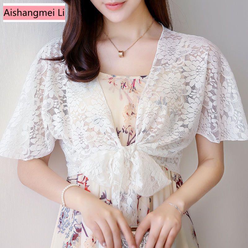 Áo Khoác Ren Mỏng Nhẹ Kèm Áo Khoác Cardigan Chống Nắng Ngoài Trời Kích Thước Lớn Mùa Hè Thu Cho Nữ