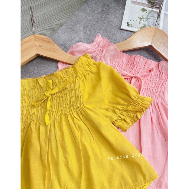 [SET BÉ GÁI] Bộ áo trễ vai kèm quần xleo cho bé gái