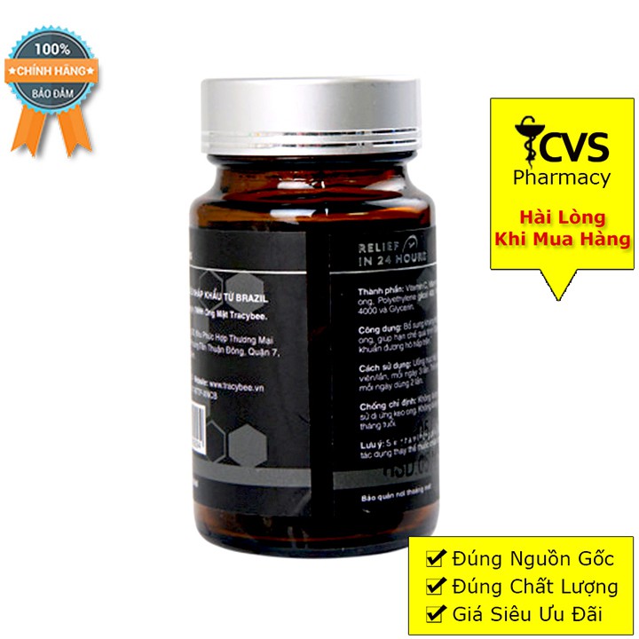 VIÊN UỐNG KEO ONG XANH PROPOLIS TRACYBEE – Giảm Viêm Họng (Lọ 30 viên)