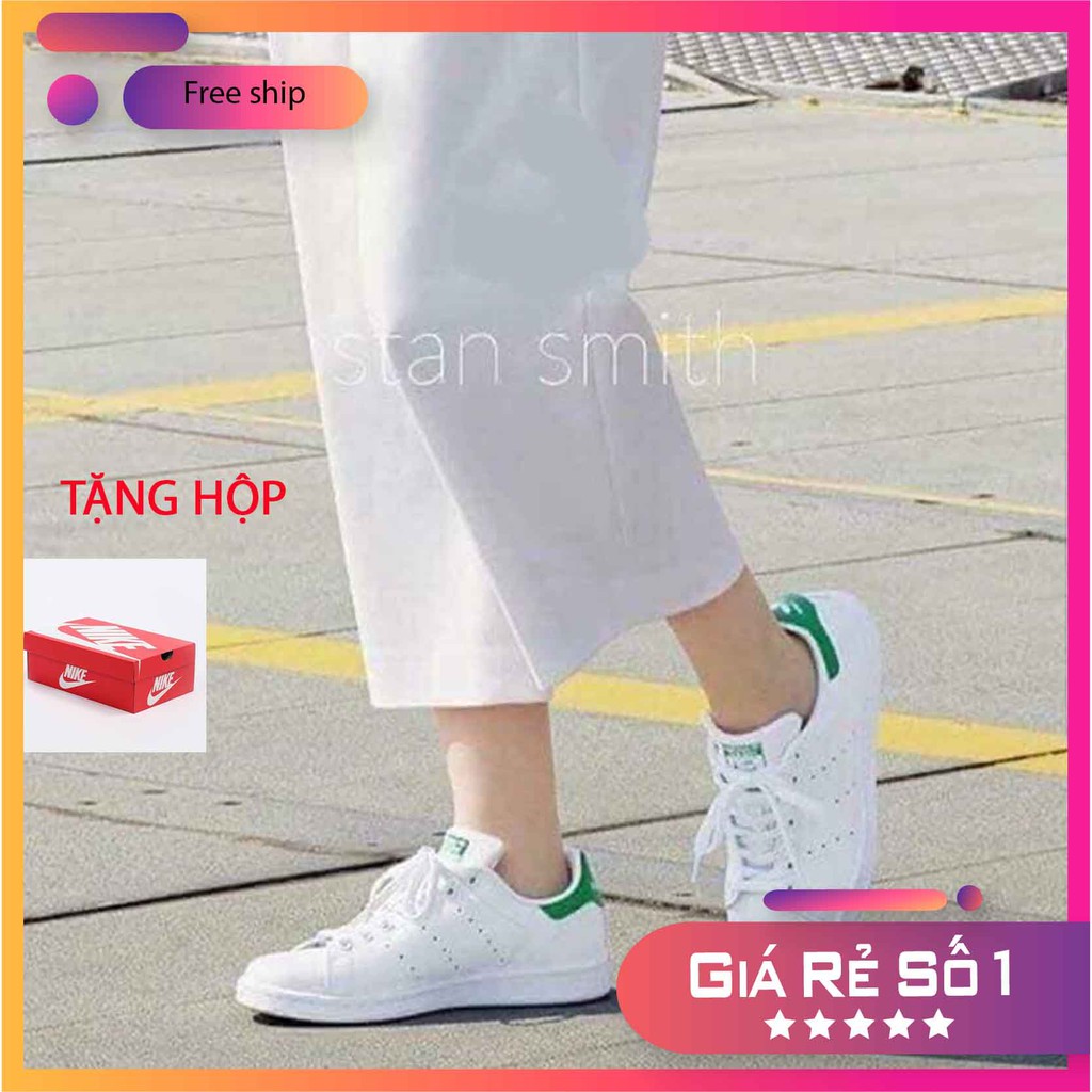 Giày thể thao nam nữ trắng gót xanh stan smit, giày ông già mit giá rẻ vietmax86 | BigBuy360 - bigbuy360.vn