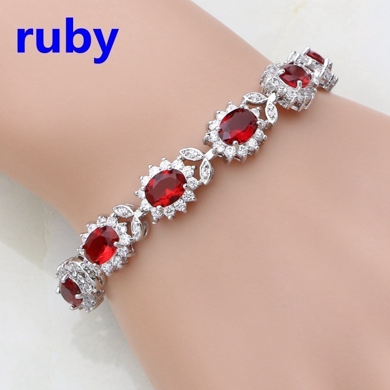 Vòng Tay Bạc Lấp Lánh Hình Oval Cho Nữ