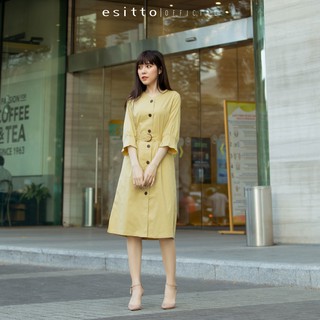 Đầm cổ v tay lỡ phong cách hàn quốc - esitto