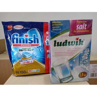 viên rửa bát finish nhật bản 150 viên + Muối rửa bát ludwik 1,5kg