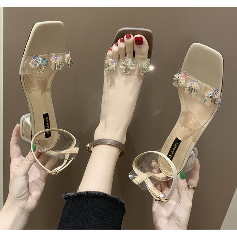 A46 Sandal nữ quai trong thời trang đính hoa xinh xắn nữ tính trẻ trung