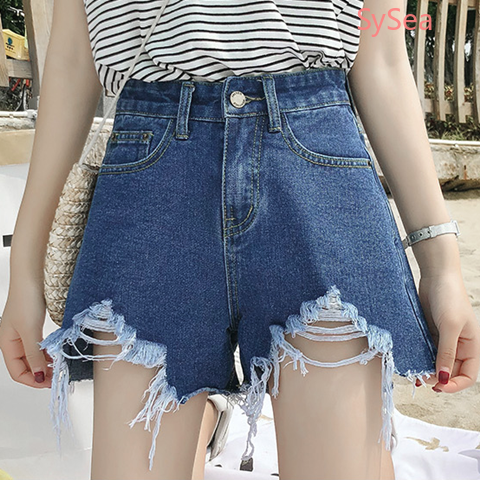 Quần Short Jean Rách Lưng Cao Phong Cách Hàn Quốc