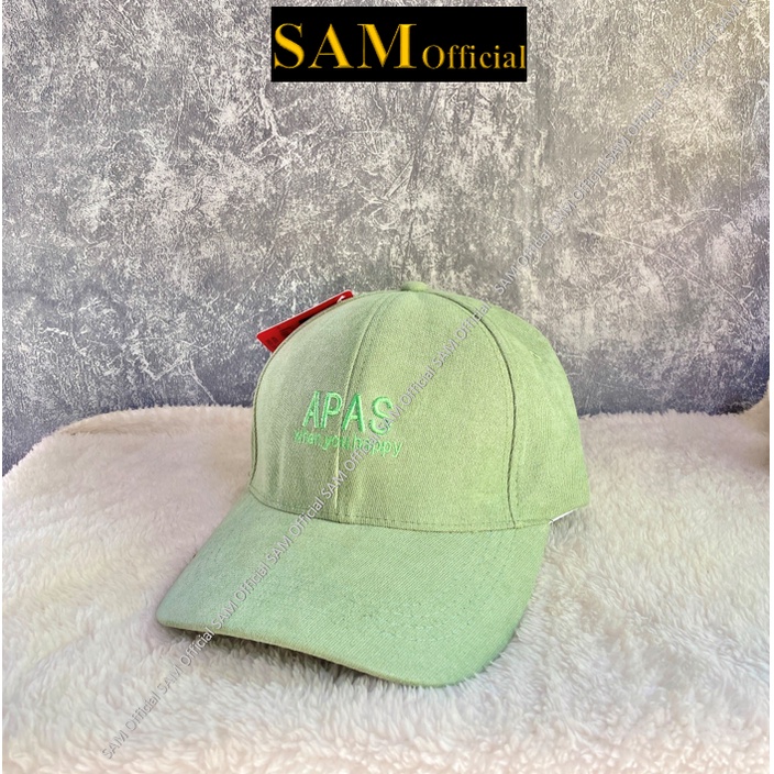 Mũ lưỡi trai nhung APAS nam nữ- Sam Official - Freesize -Nón kết nhung màu xanh mint và hồng