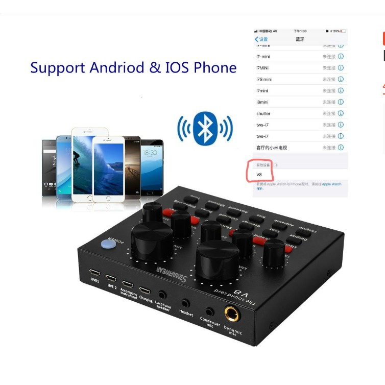 Combo SoundCard V8 + Mic Bm900 - Hát Hay Như Ca Sĩ Trong Tầm Giá Cực Rẻ - Tặng Kèm Tai Nghe Có Dây 3.5 Akg