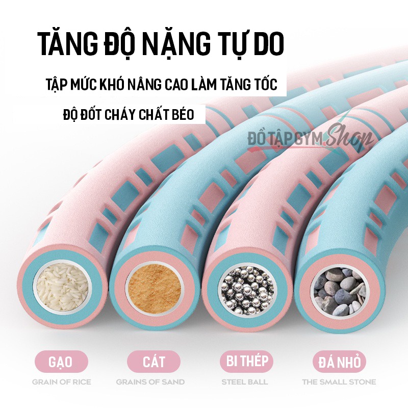 13.12 Vòng lắc eo lõi ống thép và vỏ đệm massage, vòng lắc bụng giảm mỡ Hula Hoop