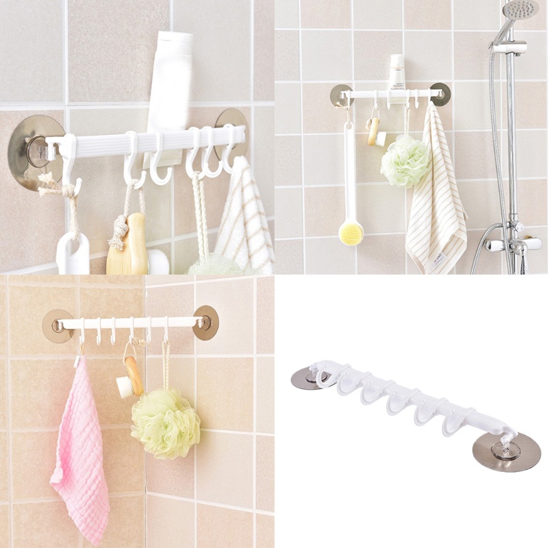 Giá Đỡ Treo Chìa Khóa / Đồ Dùng 6 Móc Dán Tường Không Cần Đinh Tiện Dụng Cho Nhà Tắm / Nhà Bếp