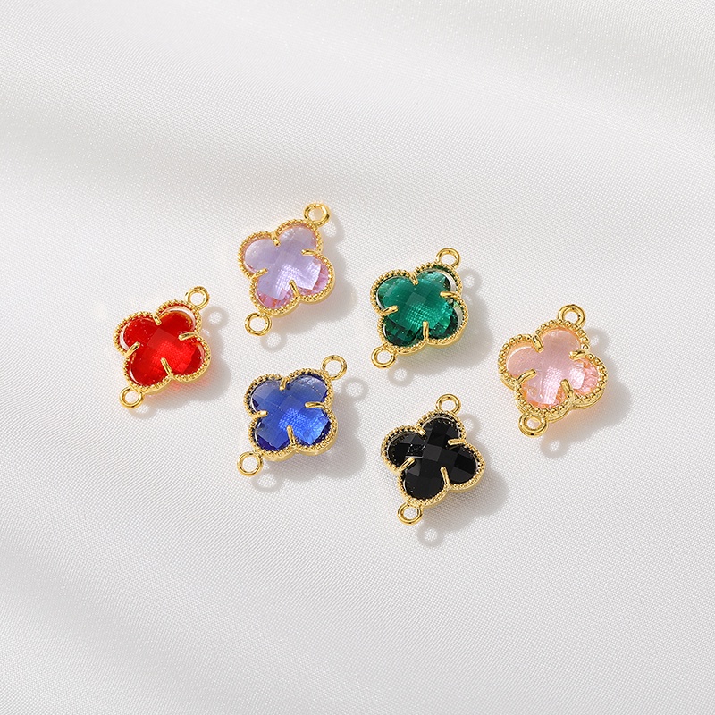 █A.ιA゜14K Vàng●1 Miếng°Dây Chuyền Mạ Vàng 18k Mặt Cỏ Bốn Lá Đính Đá Zircon