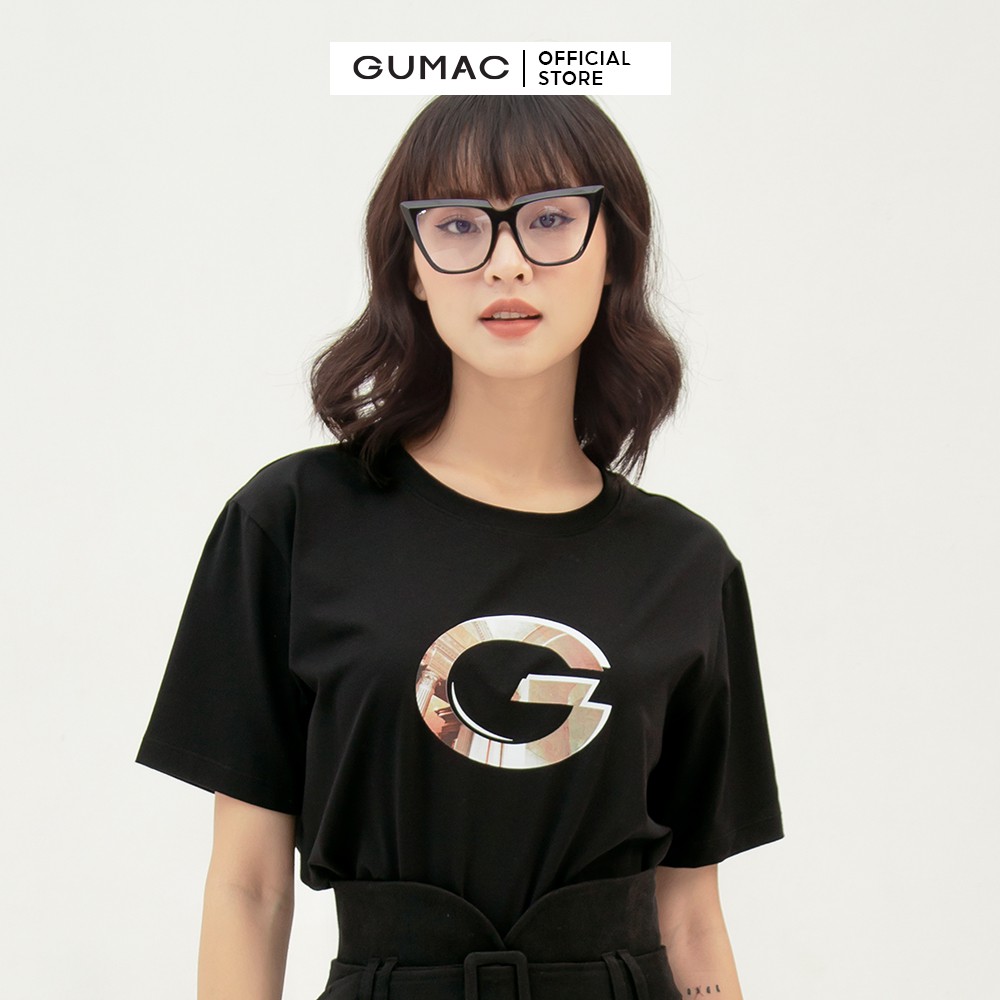 Áo thun nữ in chữ G GUMAC form basic nhiều màu, tay ngắn năng động AMB379 | BigBuy360 - bigbuy360.vn