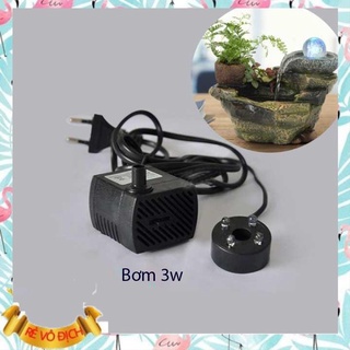 Máy Bơm Nước Chìm 4 đèn led đổi màu, Hồ Cá Hòn Non, Bộ Thác Nước 3W