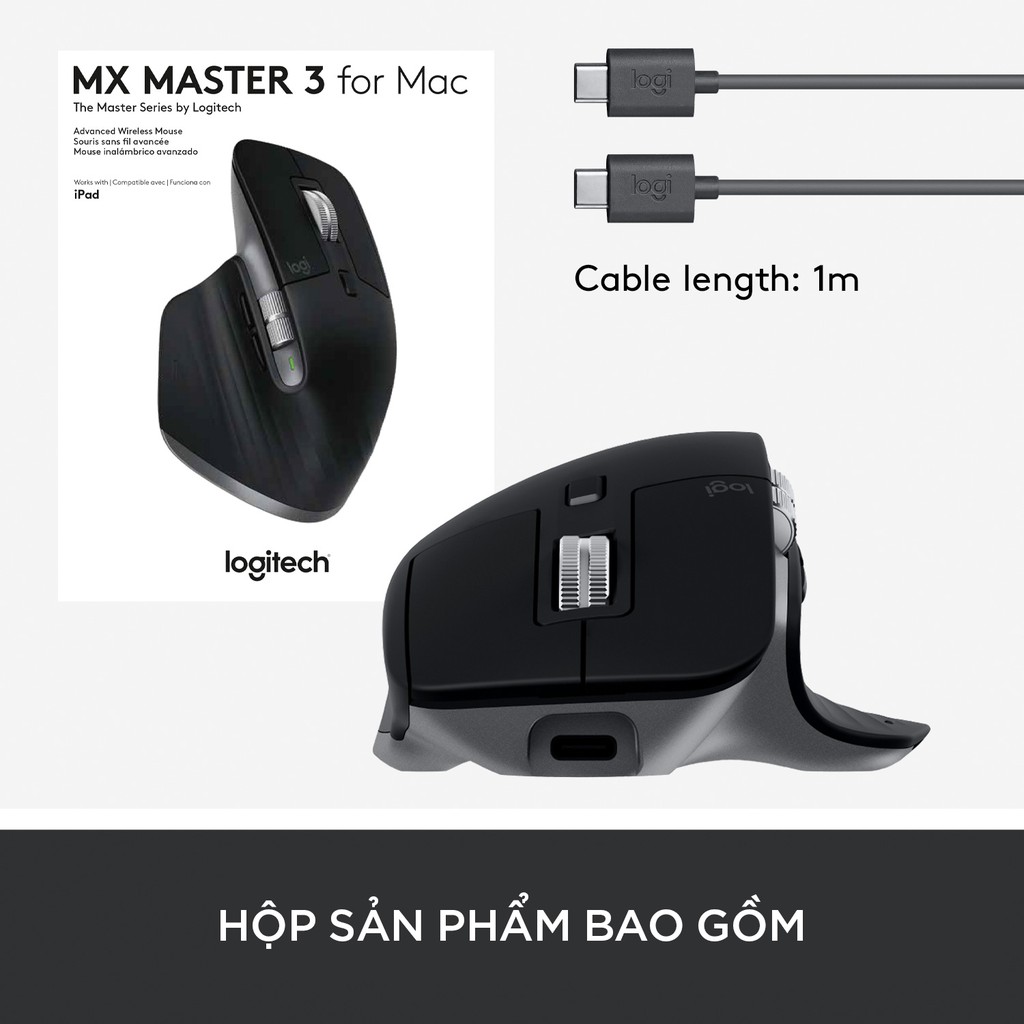 Chuột Logitech MX Master 3 , Master 3 For Mac Bluetooth - Sạc nhanh USB-C, lướt trên mọi bề mặt, Cuộn siêu nhanh