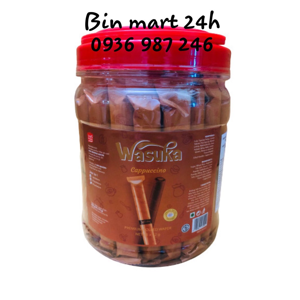 Bánh Ống Quế Wasuka Hương Cappuccino Hủ 45 cây Nhập Từ Indonesia
