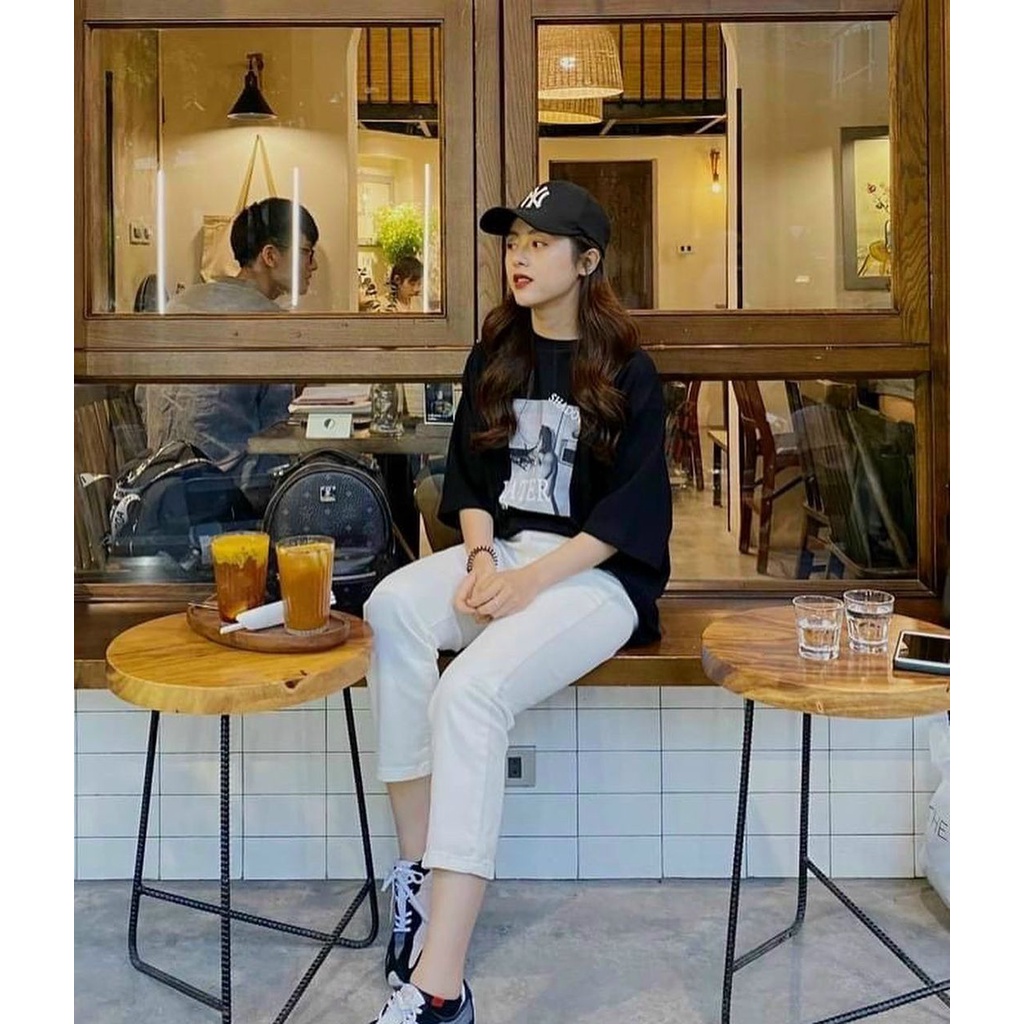 Quần jean nữ dáng suông ống rộng trắng lưng cao ống rộng kiểu Hàn Quốc dễ phối đồ cho nữ W230