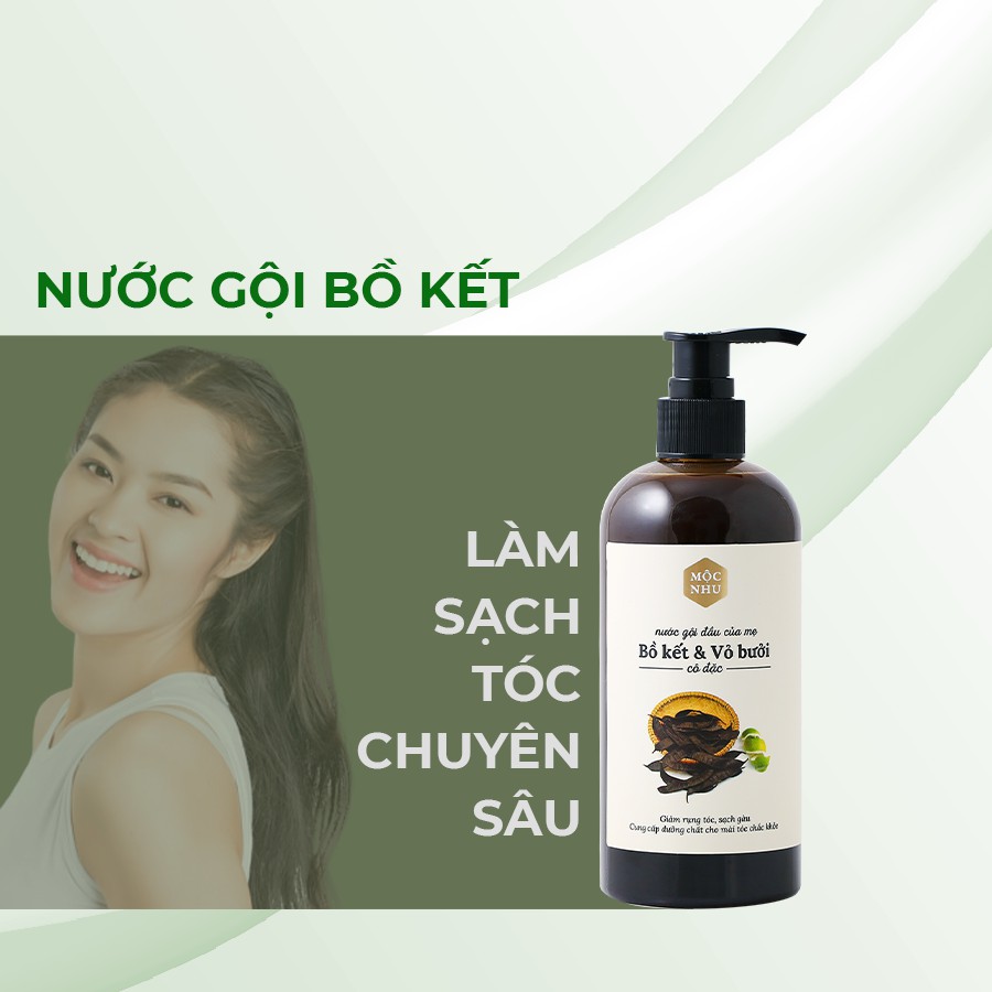 Nước gội bồ kết &amp; vỏ bưởi Mộc Nhu - Giảm rụng tóc - Kích thích mọc tóc nhanh