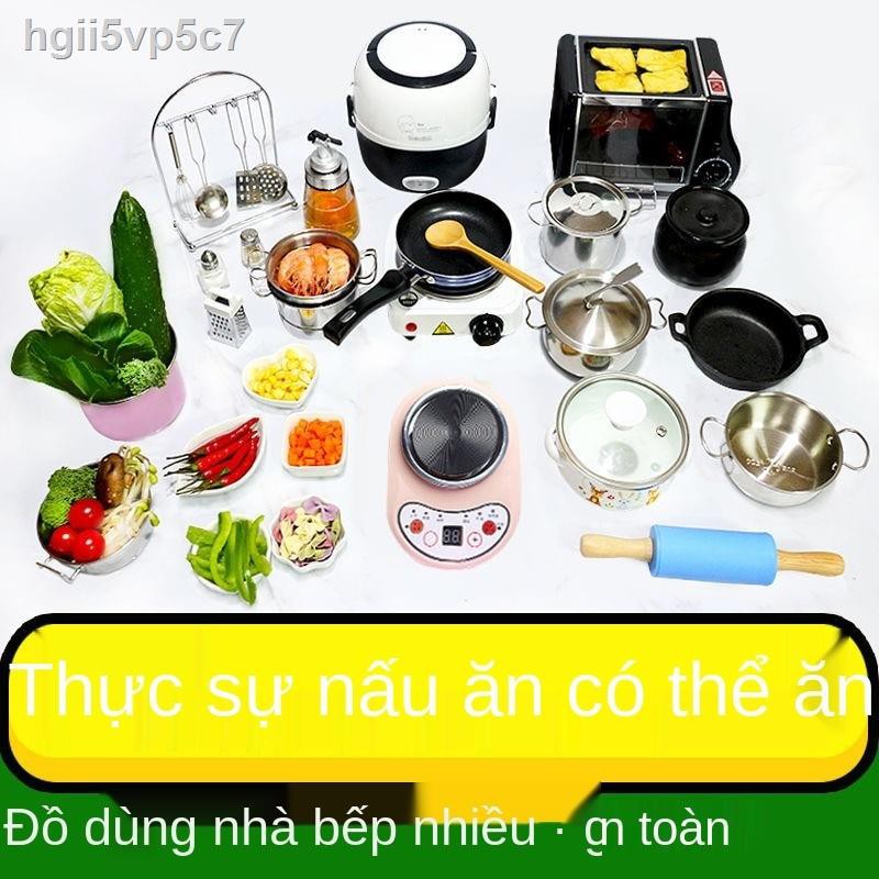 Mini Kitchen Cooking Set Real Thức ăn cho trẻ em Dụng cụ nấu Đồ chơi thực phẩm bé gái