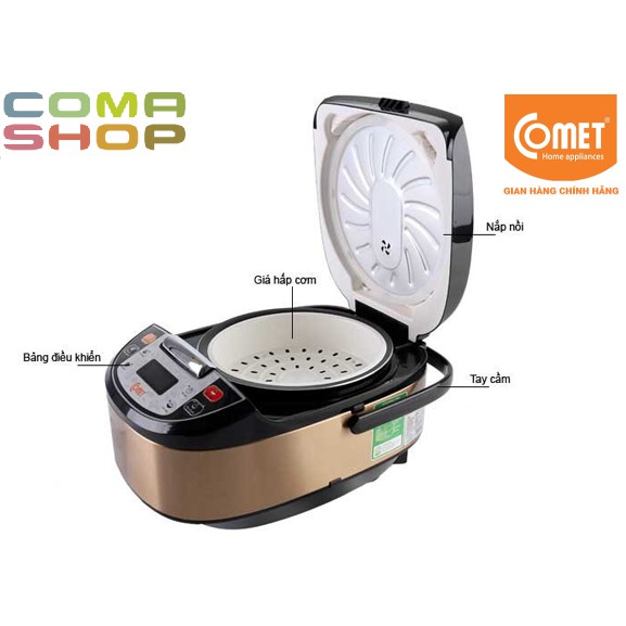 CM8086N8 - NỒI CƠM ĐIỆN TỬ NẮP GÀI 3D COMET 1.8L (5-6 NGƯỜI ĂN) BẢO HÀNH CHÍNH HÃNG 12 THÁNG