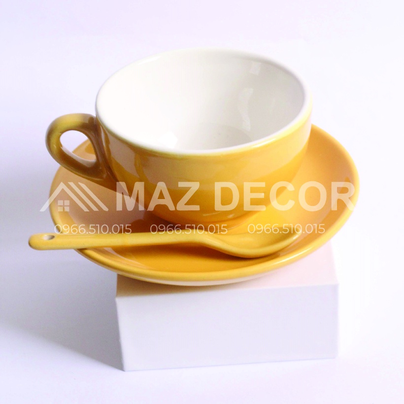 SALE GIÁ SỈ TẠI XƯỞNG Bộ ly tách sứ uống cafe Cappuccino đủ màu Gốm Bát Tràng đẹp cao cấp giá rẻ 200ml