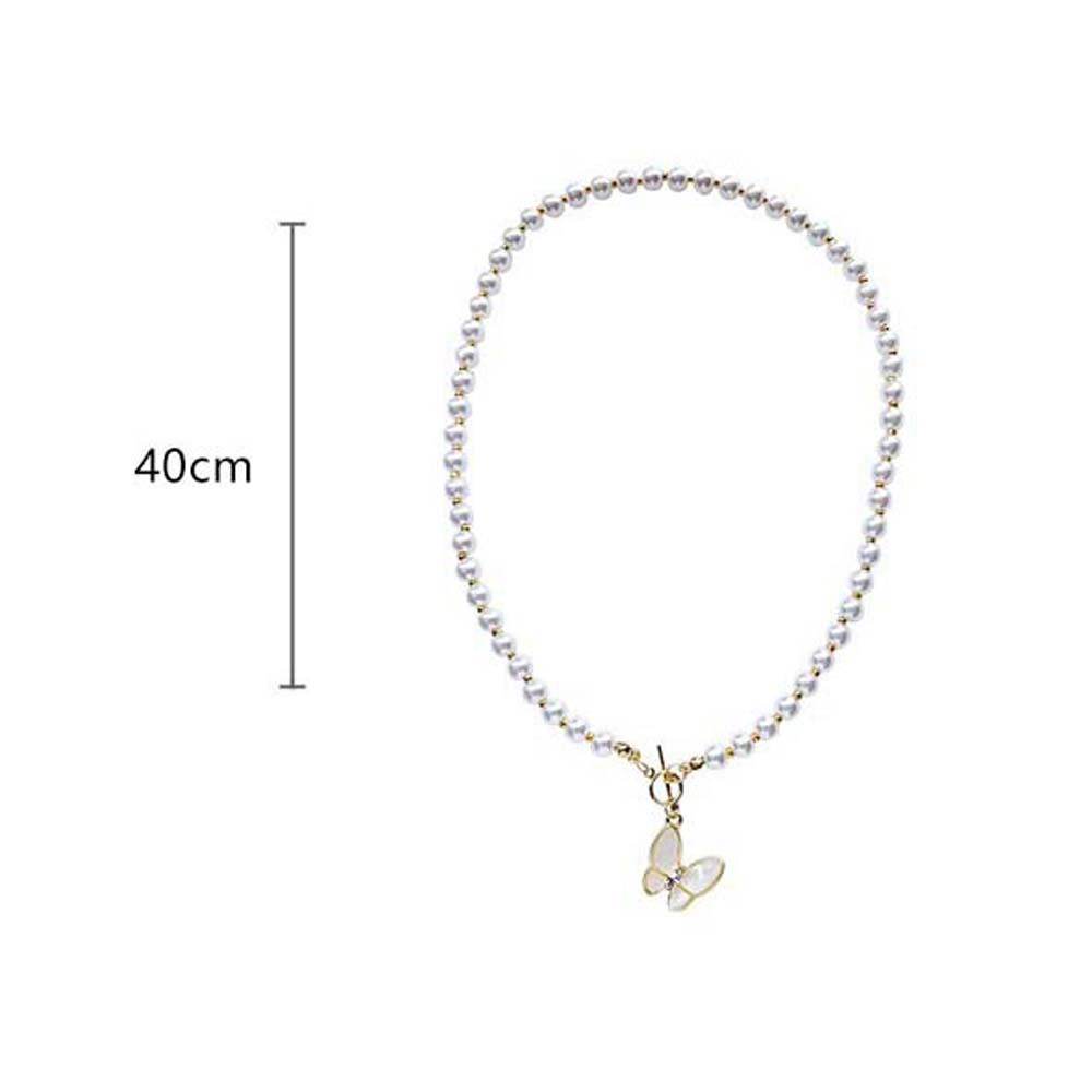 vòng cổ Hợp Kim Mặt Hình Bướm / Mặt Cười Đính Ngọc Trai Đơn Giản Thanh Lịch Cho Nữ