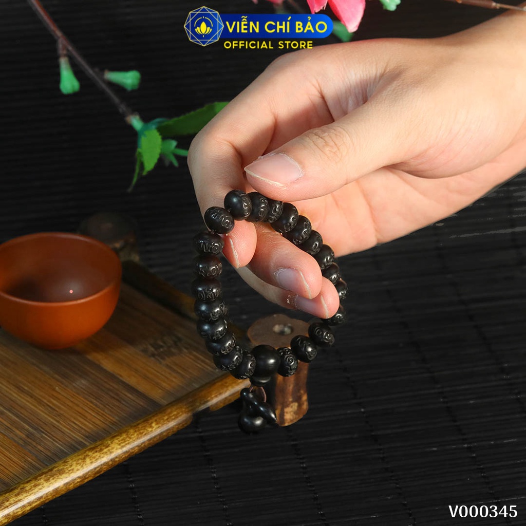 Vòng tay nam nữ Phong thủy Khí Tử Mộc hạt bầu dục thời trang phụ kiện trang sức Viễn Chí Bảo V000345