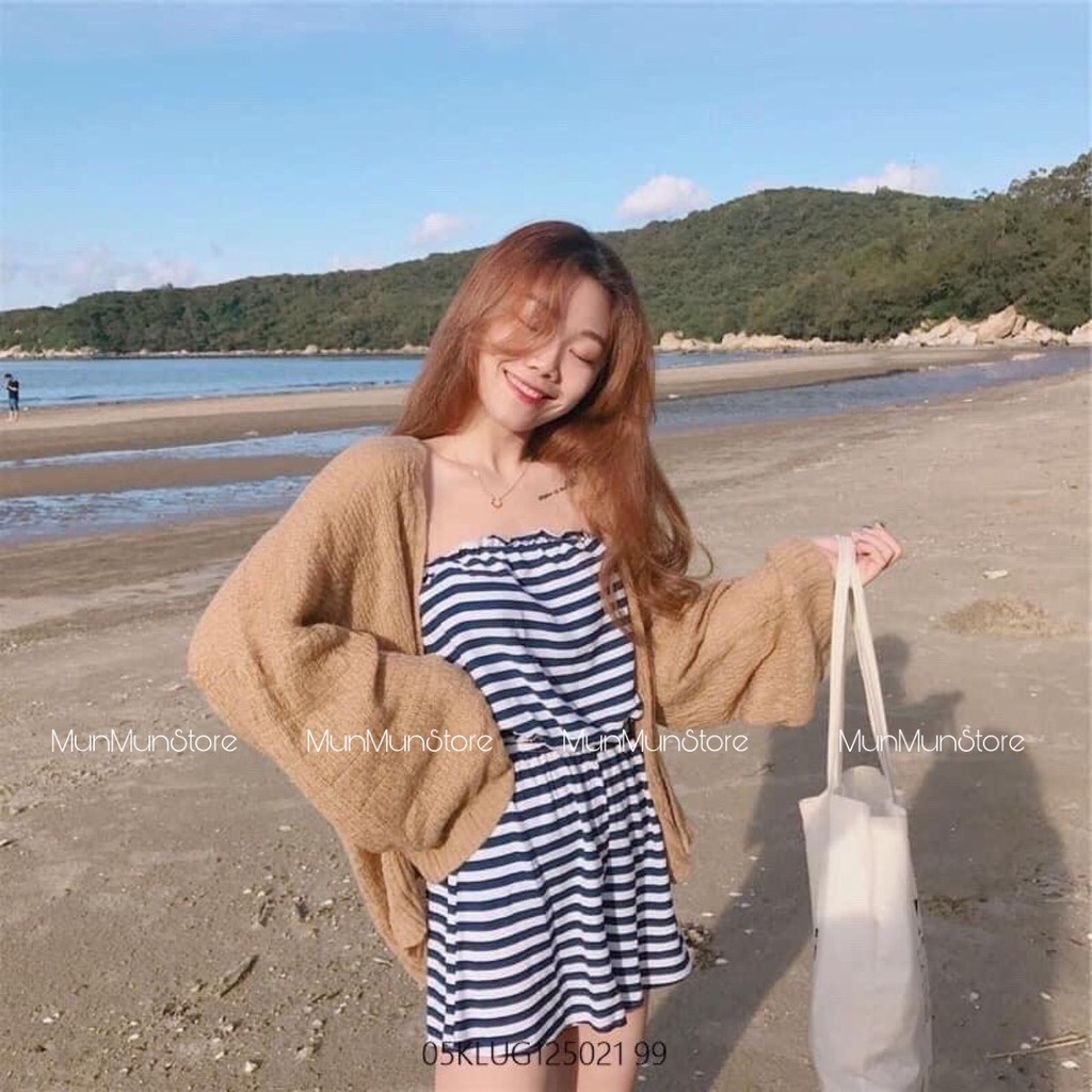 Áo Khoác Cardigan MunMunStore Len Mỏng Cho Nữ Phong Cách Hàn Quốc Sexy , đi dạo đi chơi ( Ảnh + Video )