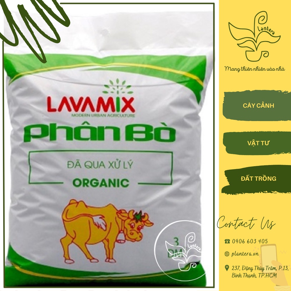 Phân Bò Xử Lý Lavamix 3Dm3 (~800gr) - Phân Hữu Cơ - Phân Dạng Bột - Phân Bò