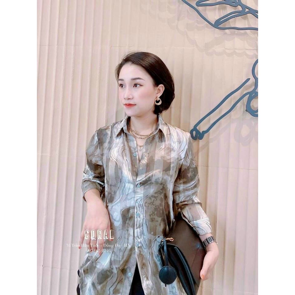 Áo sơ mi họa tiết vân báo vân loang thanh nhã | BigBuy360 - bigbuy360.vn