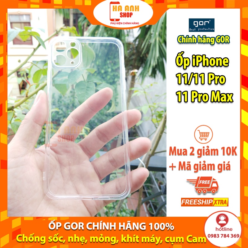 Ốp iPhone 6/7/8/X/XR/Xs/Xs Max/11/12/13... hãng Gor cao cấp, ốp trong suốt,dẻo, mỏng, nhẹ, khít máy, không ố vàng