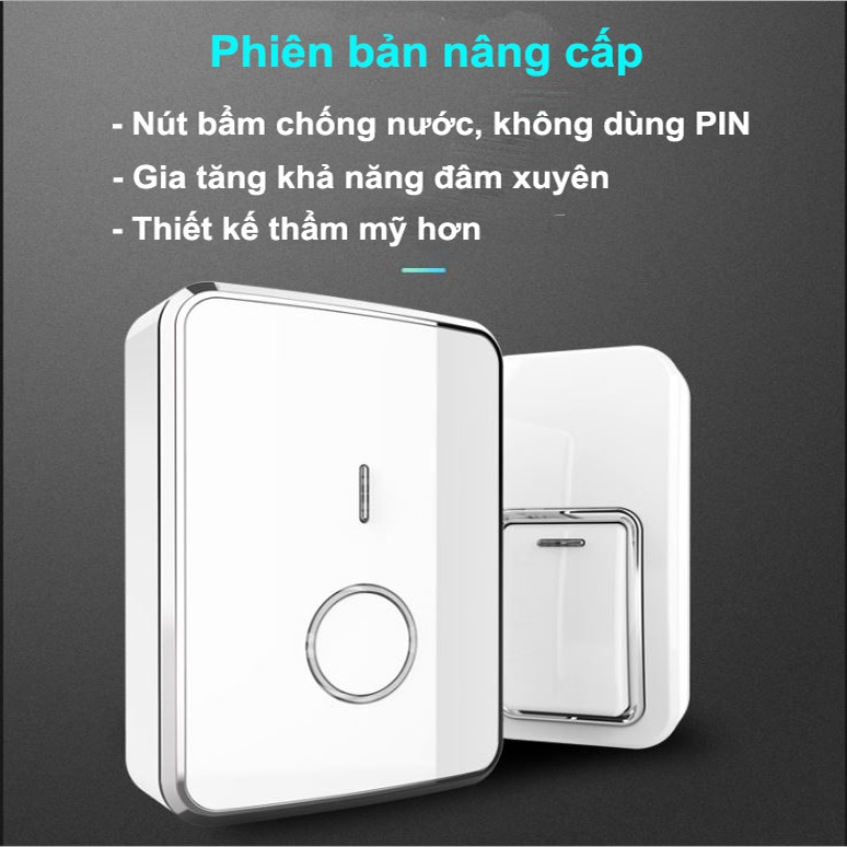 Chuông Cửa Không Dây Chống Nước, Không Dùng Pin Augreener N1 (Phiên bản nâng cấp)