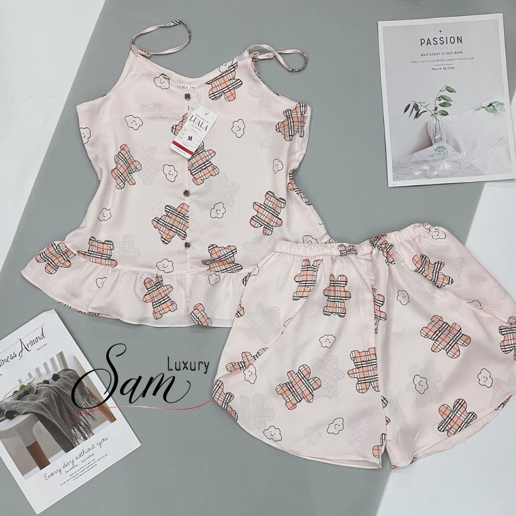 Đồ ngủ nữ 2 dây dễ thương,pijama lụa latin,mềm mịn, Sam Luxury | BigBuy360 - bigbuy360.vn