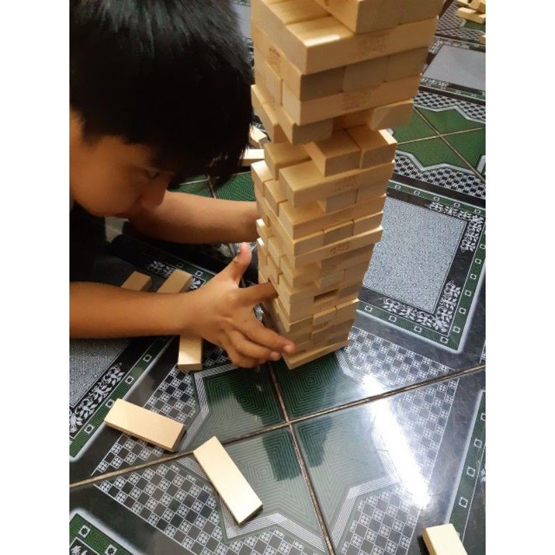 1 kg thanh gỗ Jenga, chơi rút gỗ, domino, xếp hình, hàng không có logo, kích thước 7.7*1.5*2.5