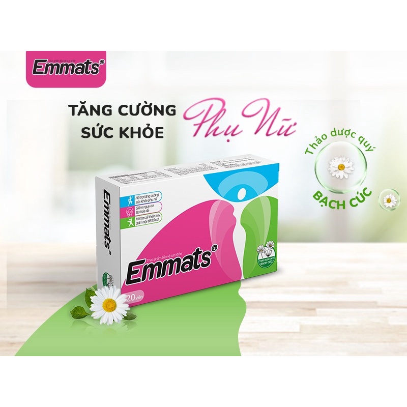 ✅[Chính hãng] EMMATS NEW cải tiến tăng cường sức khoẻ, giảm lão hoá da, cải thiện suy giảm nội tiết nữ (Hộp 20 viên)