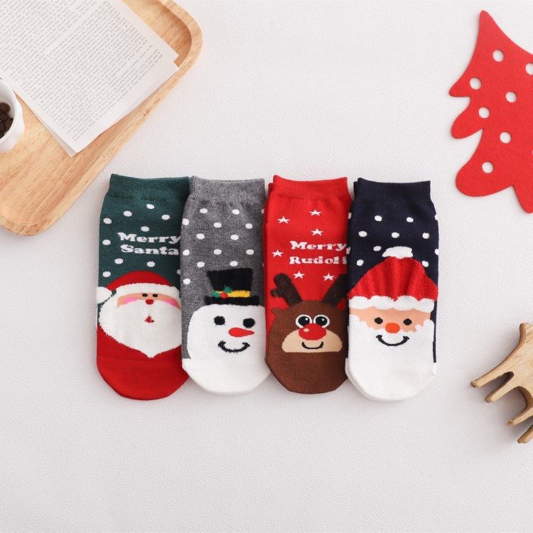 Set 5 đôi tất Giáng Sinh/ tất noel chống trượt, cổ cao cho bé siêu mềm siêu ấm