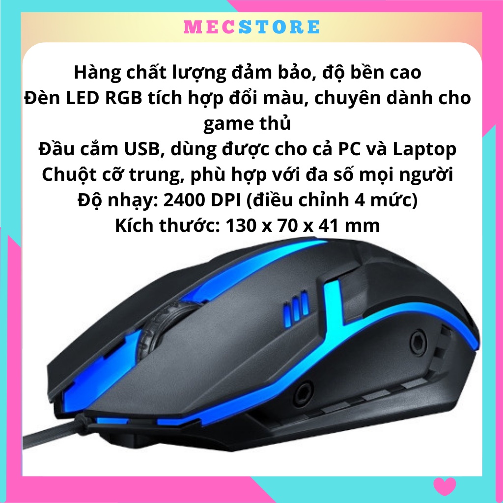 Chuột máy tính có dây gaming giá rẻ T WOLF V1 LED RGB - Mecstore