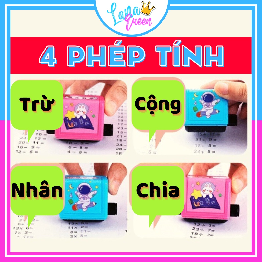 Máy Tạo Phép Tính Cộng Trừ Nhân Chia mini đơn giản ngẫu nhiên cho bé - Con lăn phép toán - LANA QUEEN