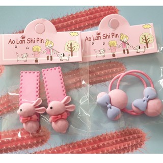 SET 2 CỘT TÓC+2 KẸP BẤM TÓC CHO BÉ GÁI NHÁM