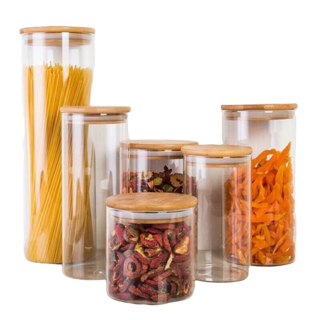 Combo 3 Lọ thủy tinh borosilicate nắp gỗ 1000 ML