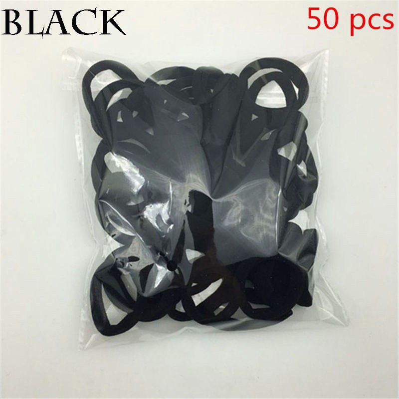 Set 50 dây buộc tóc co giãn màu trơn thời trang cho nữ