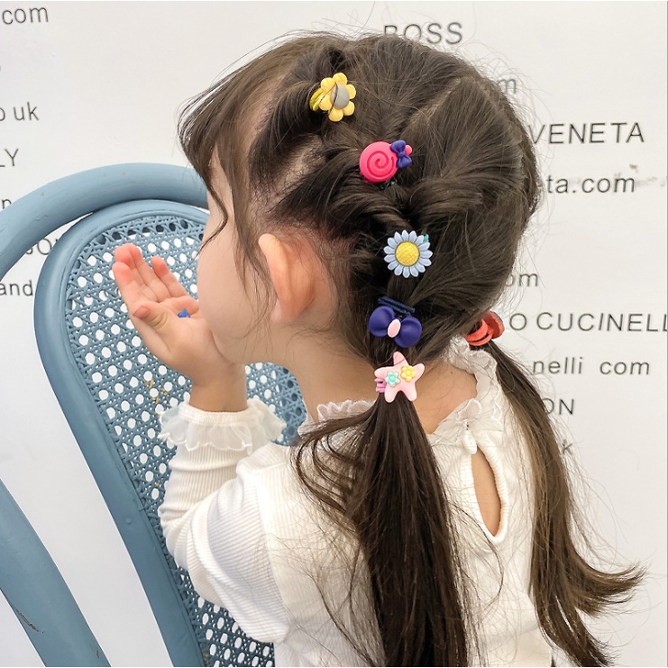 Set chun buộc tóc nhiều hình 30 -50 chiếc cho bé YN217003, dây buộc tóc hoa hoạt hình nhiều mẫu nhiều màu sắc